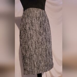 Karl Lagerfeld, 10, Black White & Green Tweed Pencil Skirt
